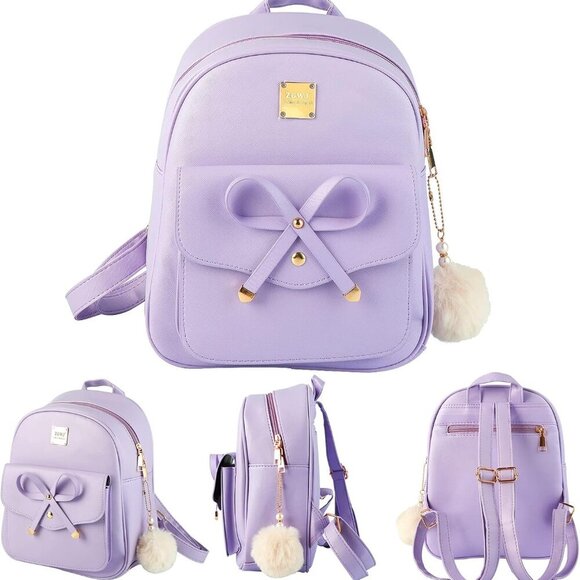 Mini Leather Backpack Purse Set Women Casual Travel Daypacks Cute Stylish - Picture 7 of 8